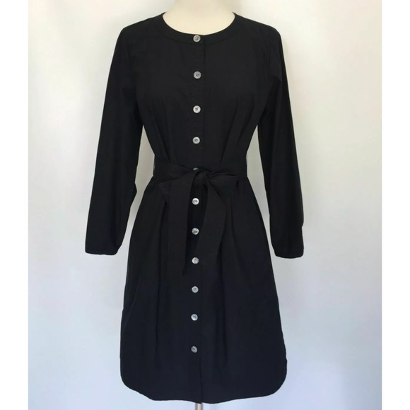J. Crew Dresses & Skirts - J.Crew Black Button Front Tie Waist Shirt Dress
